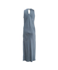 Abito maxi con spacco #blu