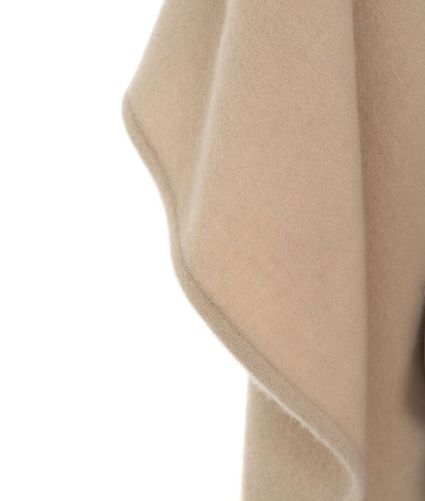 Mantella con frange e dettagli in piuma #beige