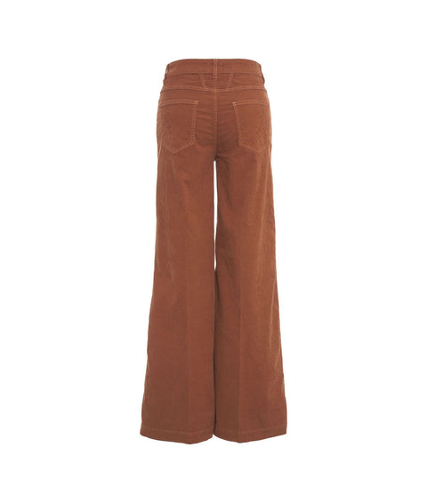 Pantaloni wide leg in velluto a coste 'Glow-Up' #marrone