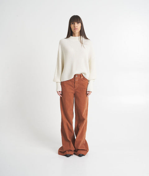 Pantaloni wide leg in velluto a coste 'Glow-Up' #marrone