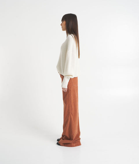 Pantaloni wide leg in velluto a coste 'Glow-Up' #marrone