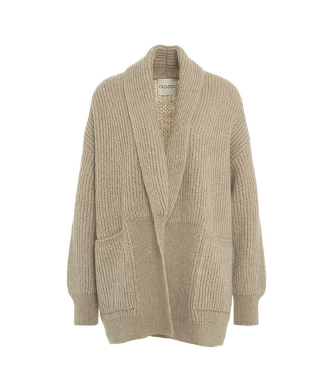 Cardigan a maglia in misto lana alpaka #beige