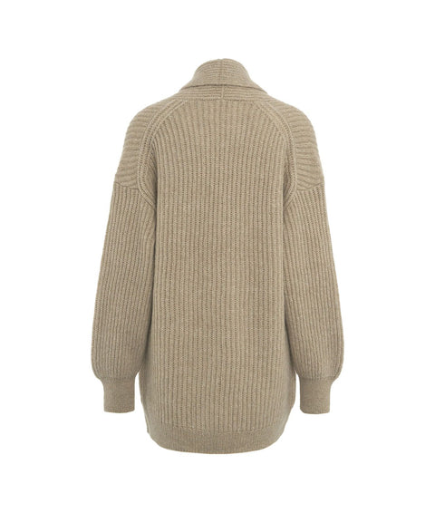 Cardigan a maglia in misto lana alpaka #beige