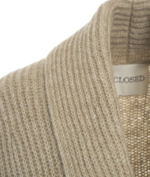 Cardigan a maglia in misto lana alpaka #beige