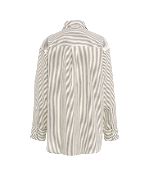 Camicia a righe in cotone #bianco