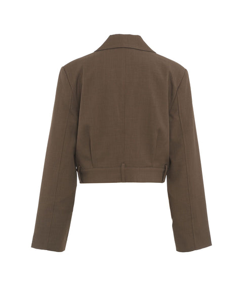 Blazer monopetto cropped #marrone