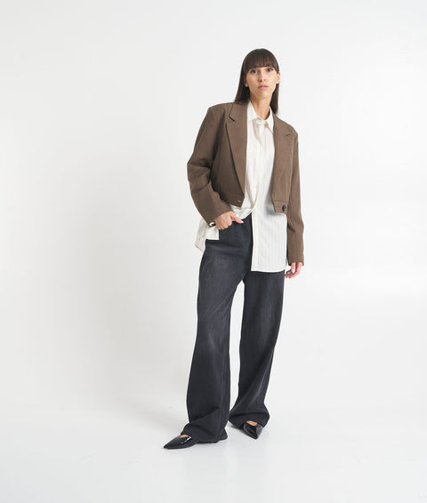 Blazer monopetto cropped #marrone