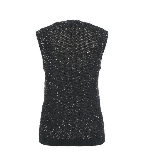 Gilet in maglia "Melyssa" con paillettes #nero