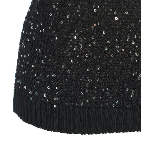 Gilet in maglia "Melyssa" con paillettes #nero