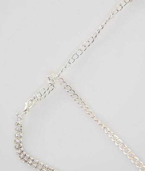 Collana lunga con strass #argento