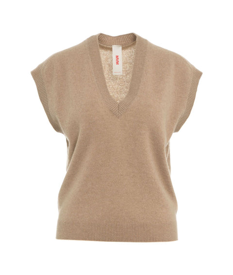 Gilet in cashmere con scollo a V #beige