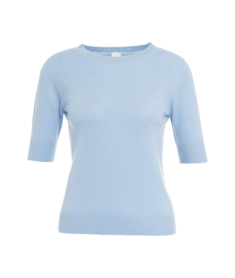 Maglia in cashmere a maniche corte #blu