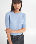 Maglia in cashmere a maniche corte #blu