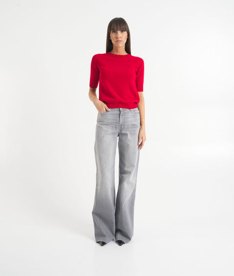 Maglia in cashmere a maniche corte #rosso