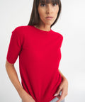 Maglia in cashmere a maniche corte #rosso