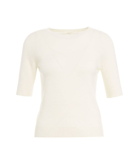 Maglia in cashmere a maniche corte #beige