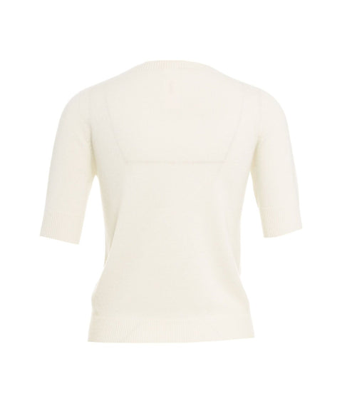 Maglia in cashmere a maniche corte #beige