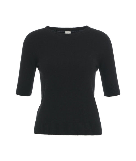 Maglia in cashmere a maniche corte #nero