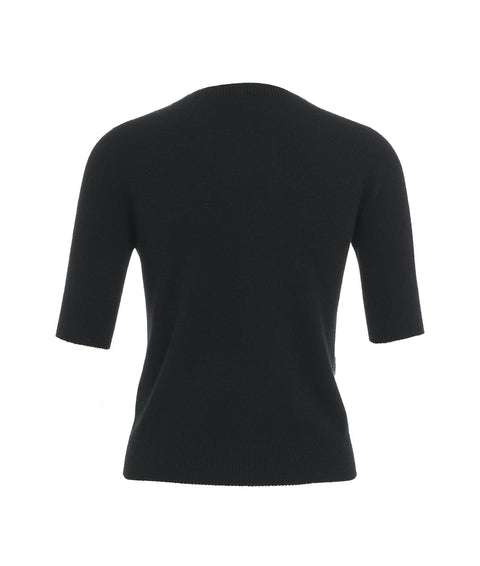 Maglia in cashmere a maniche corte #nero