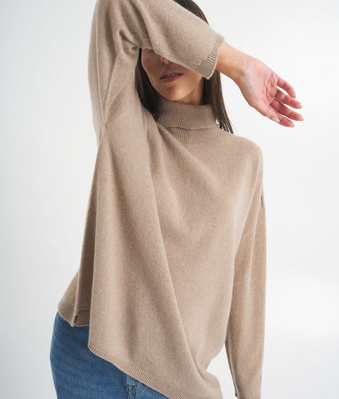 Maglione dolcevita in cashmere #beige