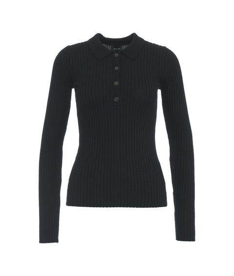 Polo in maglia merino 'Cardee' #nero