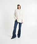 Oversize knit hoodie in lana vergine #bianco