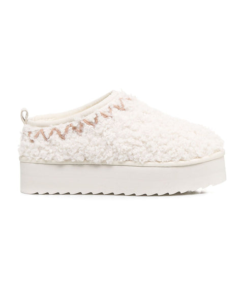 Platform slippers in pelo teddy #bianco