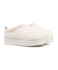 Platform slippers in pelo teddy #bianco