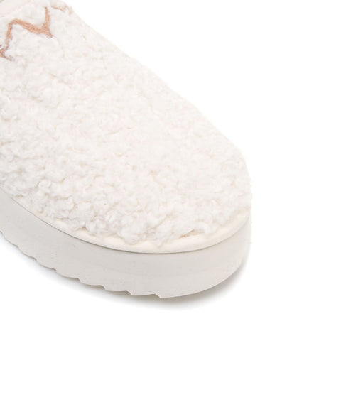 Platform slippers in pelo teddy #bianco