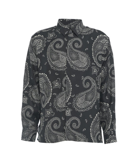 Camicetta in seta con motivo paisley #nero