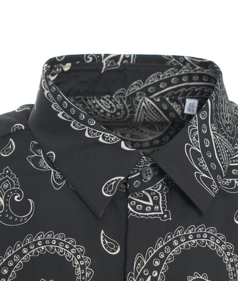 Camicetta in seta con motivo paisley #nero