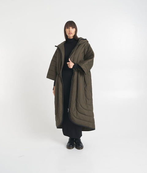 Cappotto trapuntato con maniche corte #verde