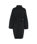 Cappotto in lana con cintura in pelle #nero