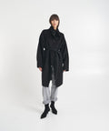 Cappotto in lana con cintura in pelle #nero