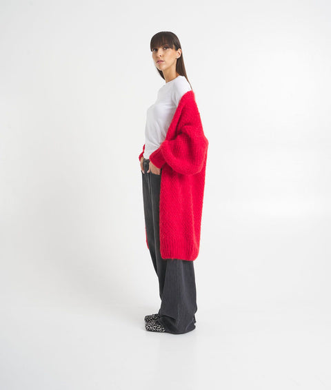 Cardigan in maglia di alpaca #rosso