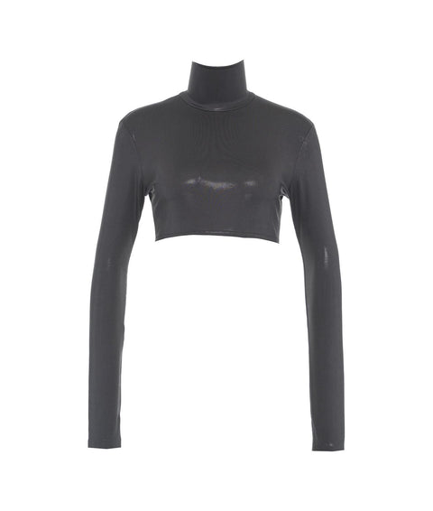 Crop top metallizzato #grigio