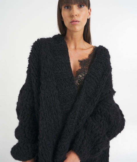 Cardigan in alpaca 'Fjalga' #nero