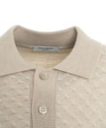 Pullover in maglia con collo a polo in lana vergine #bianco