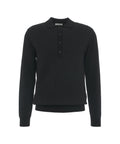 Pullover in maglia con collo a polo in lana vergine #nero