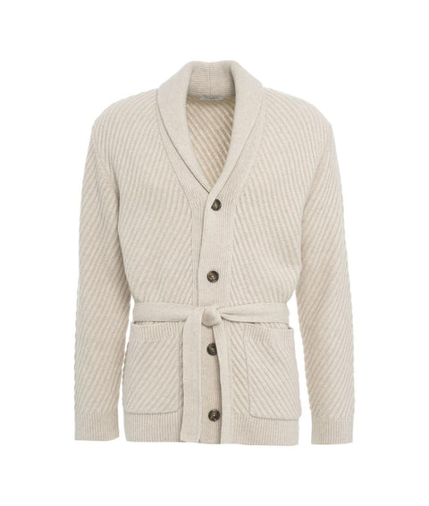 Cardigan con collo a scialle #beige