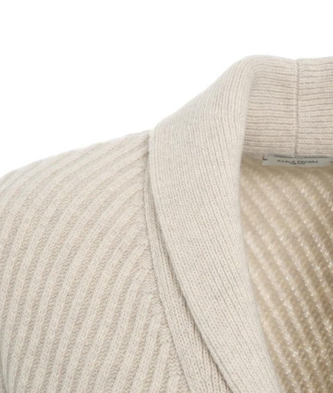 Cardigan con collo a scialle #beige