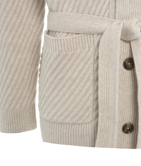 Cardigan con collo a scialle #beige