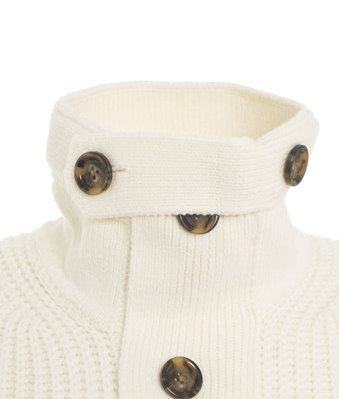 Cardigan in maglia di misto lana #bianco