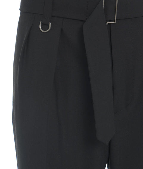 Pantaloni in tessuto con cintura #nero