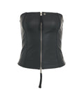 Top bustier con zip #nero