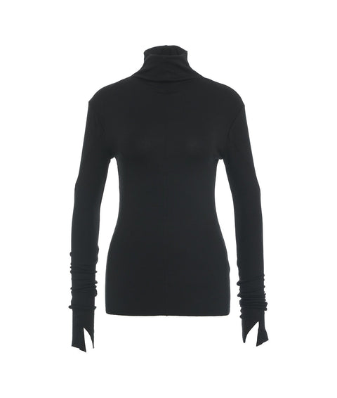 Long sleeve shirt in viscosa #nero