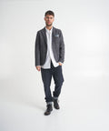 Blazer monopetto con tessuto da taschino #blu