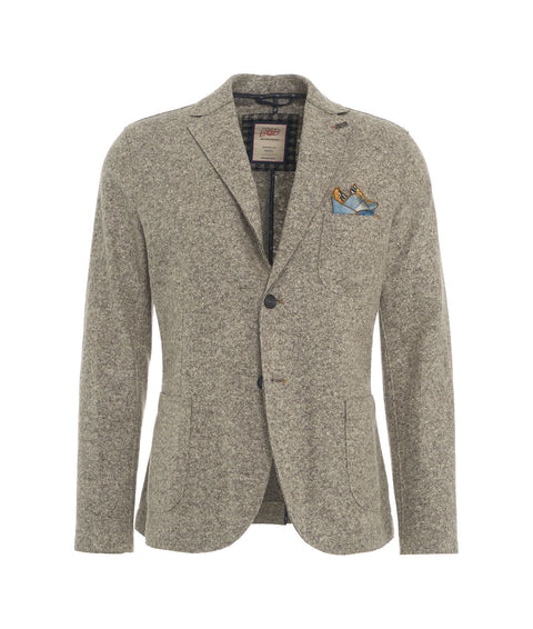 Blazer monopetto con tessuto da taschino #grigio