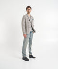 Blazer monopetto con tessuto da taschino #grigio