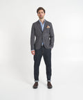 Blazer monopetto con tessuto da taschino #blu